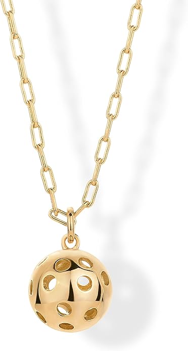 Gold Pickleball Pendant Necklace
